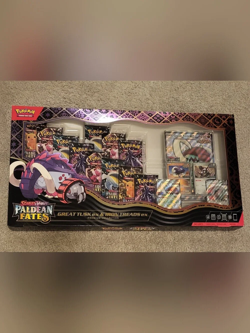 Pokemon Paldean Fates Great Tusk Ex & Iron Treads Ex Premium Collection New